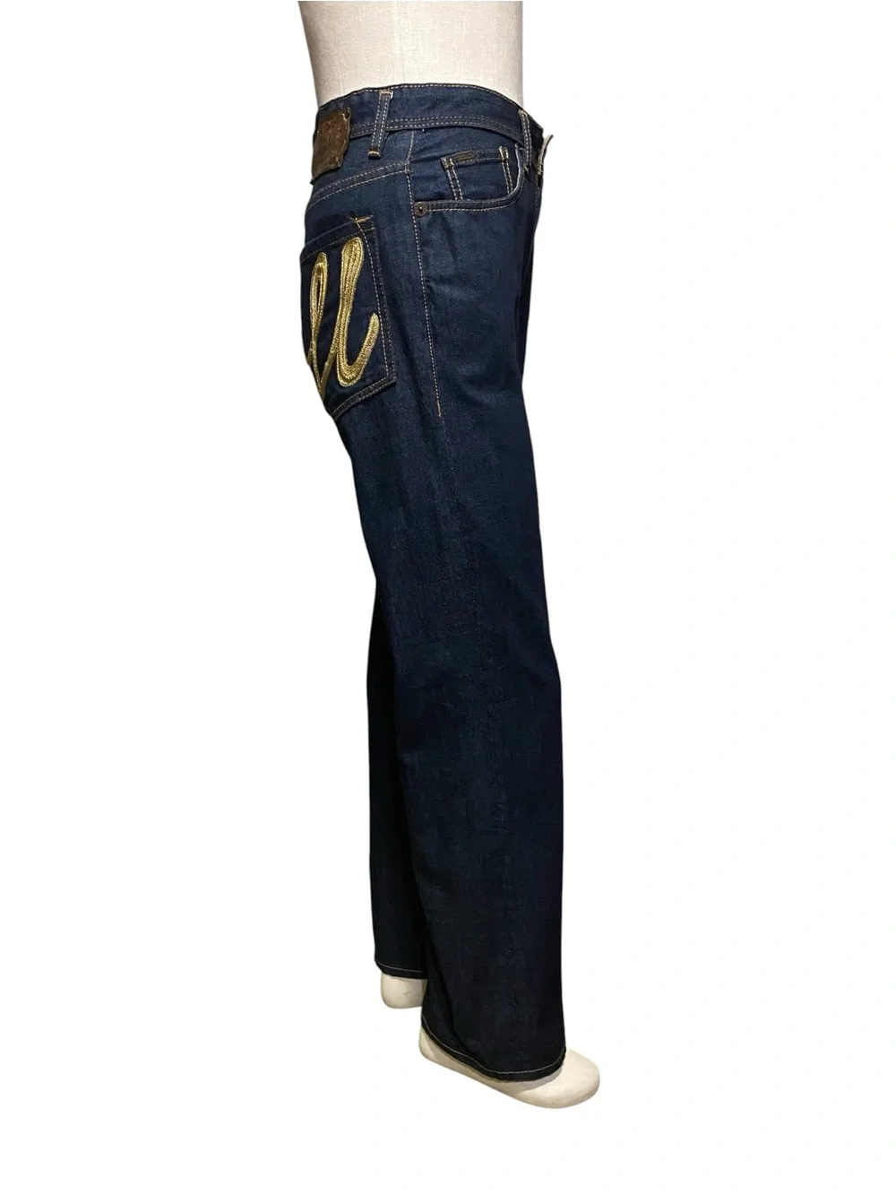 Vintage Ecko Unlimited Gold Script Embroidery Relaxed Fit Jeans Y2K Streetwear